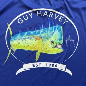 Guy Harvey Men’s Long Sleeve Performance Shirt - Royal Blue.  Size XXL